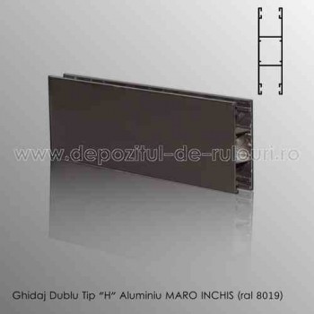 Ghidaje rulouri exterioare aluminiu aplicate duble tip “H” maro inchis ral 8019